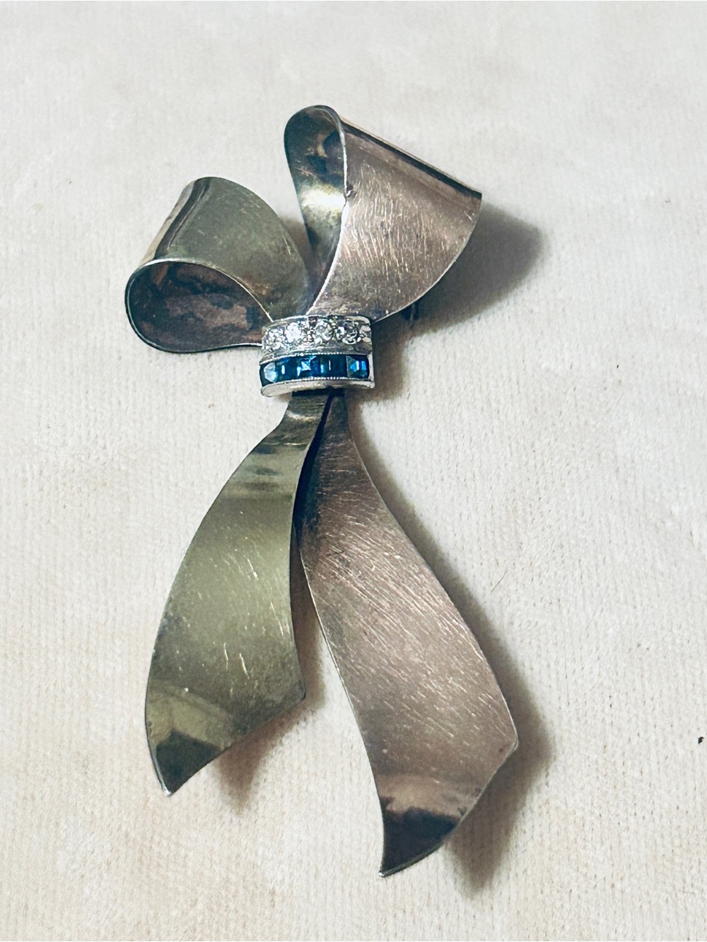 TAYLORD Sterling Silver & GF Bow Brooch VINTAGE